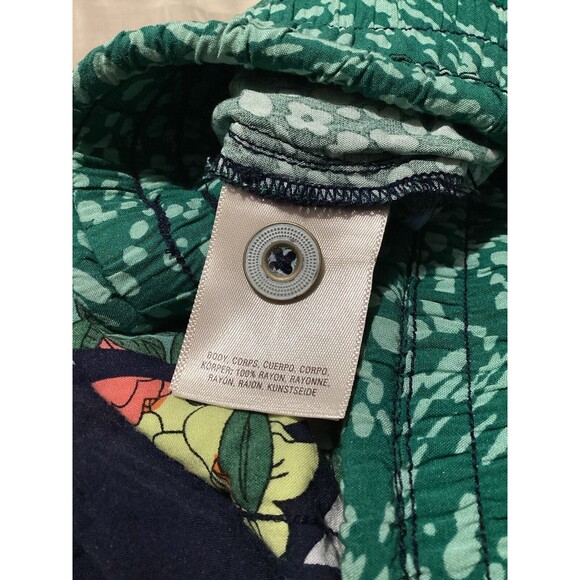 Anthropologie Hei Hei Floral Lotus Drawstring Tropical Blue Green Shorts - Picture 8 of 8